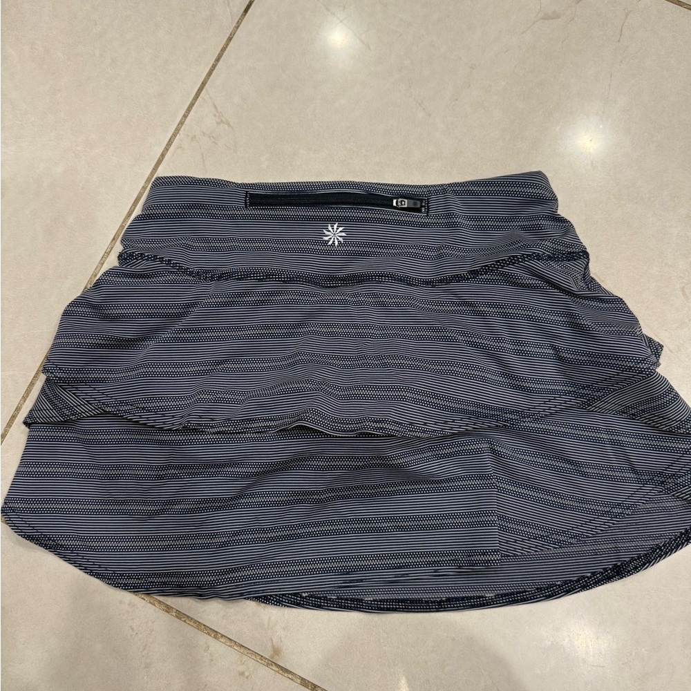 Athleta Navy and White Striped Mini Skirt